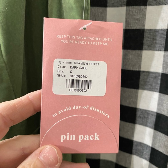 New W/Tag, Sage Green,  Velvet, Kira style Birdy Grey bridesmaid dress - Picture 3 of 5